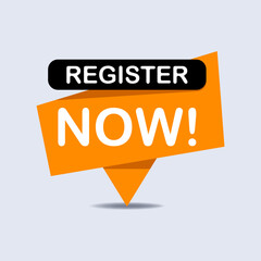 Register now speech bubble collection icon,label, sticker, logo, badge, banner design template vector.