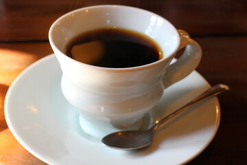 Hot coffee in a coffee cup