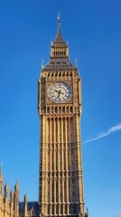 Fototapeta premium Big Ben in London, iconic travel site, bright blue sky