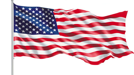 Obraz premium Waving American Flag on White Background