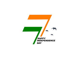 template design.  77th Year Anniversary. Vector Logo. 77th India Independence Day freedom celebration concept or tricolor flag, icon, poster, banner. 15 August Celebration 77th Independence Day 2024.