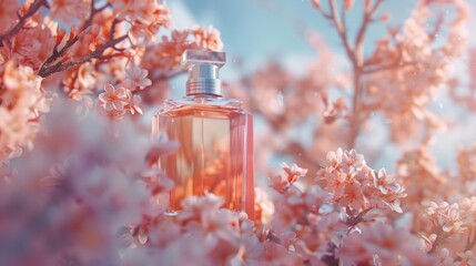 Perfume Bottle Adorned with Cherry Blossoms