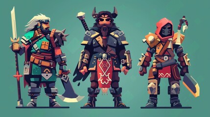 Naklejka premium Pixelated game characters with imaginative designs تغـاضـز إلى الحياة في عوالم جذابة مملوءة بالإبداع والحماس.