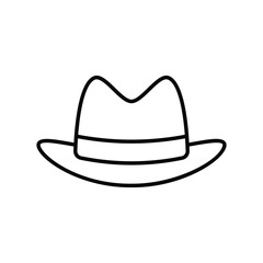 fedora hat line icon with white background vector stock illustration