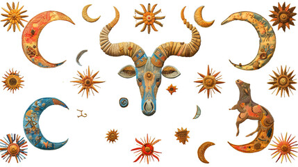 Zodiac sign Embroidery Aries isolated cut out on PNG format