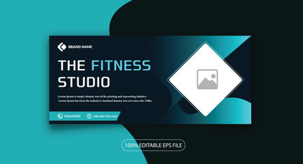 Fitness gym training facebook cover and web banner psd template