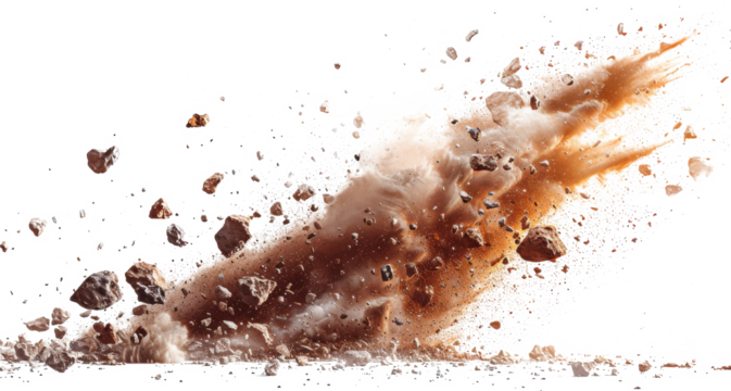 Flying asteroids isolated cut out on PNG format