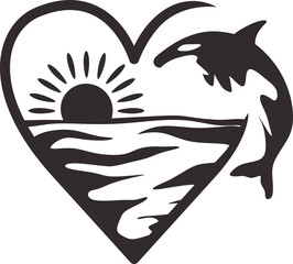 Orca Whale Heart Graphic Illustration  ©  Dottie Digitals
