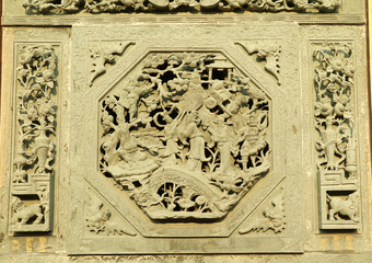Gorgeous Stone Carving Depicting Chinese Mythology at Sian Lo Tai Tian Kong Chinese Buddhist...