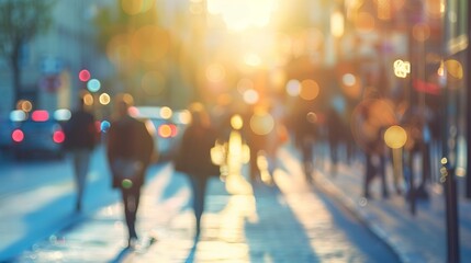 Colorful and beautiful bokeh background, colorfully lit city streets and people. For Christmas, Birthday, anniversary party celebration wallpaper with copyspace.