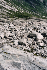 Debris from the rectracting glasier of Nigardsbreen, a glacier arm of Jostedalsbreen, Western Norway.