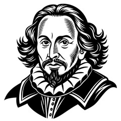 The drawing features a man with long hair and a beard in black and white