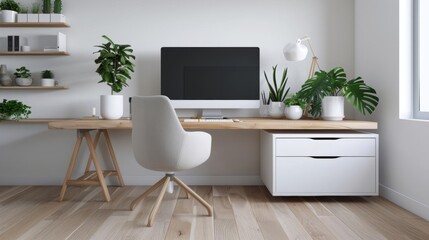 Modern living room interior design with white furniture and wood floors.