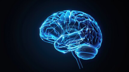 Abstract brain with neurotransmitters creating artistic visuals, depicting creative intelligence