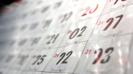 Calendar page turning showing time passing by quickly with motion blur and lens flare