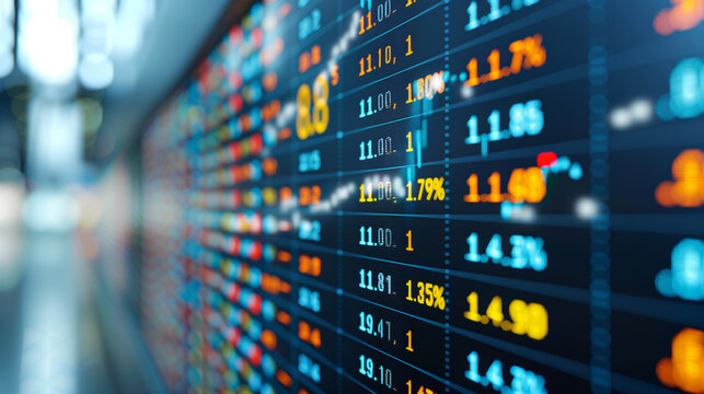 Digital composite of two stock market data displays