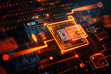 Fototapeta premium Symbolic emblem with check money transfer and contactless payment icons