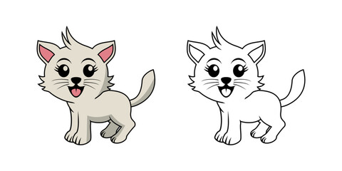 Cute Cat Cartoon Character Design Illustration vector eps format suitable for your design needs logo illustration animation etc