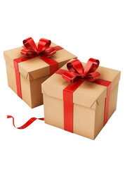 Obraz premium Red gift boxes with ribbon isolated on transparent background