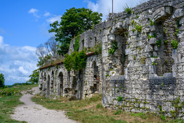 Ruins of Anacopia Fortress at the top of the Iverian Mountain in New Athos, Abkhazia.