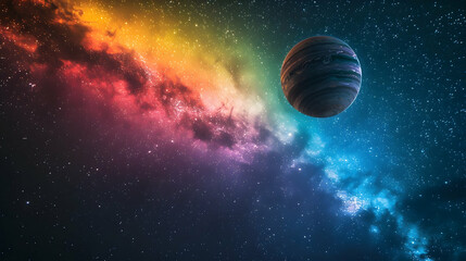  A solar planet with a vibrant display of aurora australis, creating a colorful and mesmerizing night sky 