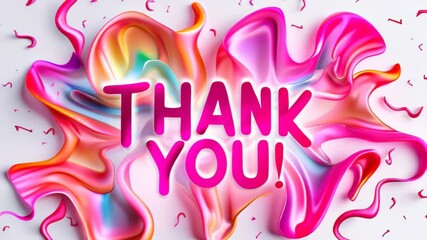 Pink Thank you animated poster text on white background, featuring wavy lines. gratitude in business, event invitations and personal thank you notes