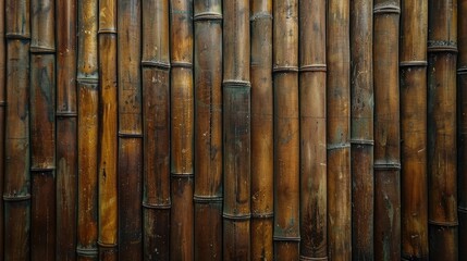 Fototapeta premium Brown bamboo texture background, for brochures, flyers, business cards. bamboo fence background
