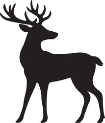 Deer silhouette vector art illustration with a white background