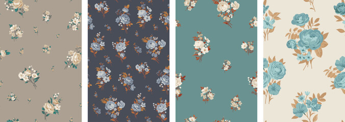 Seamless spring vector pattern with floral motif for dress fabric