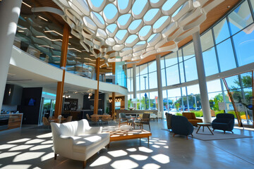 Architectural masterpiece complements sky and web design at bay showroom