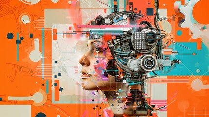 Artistic 3D Collage of Human Creativity and AI Technology