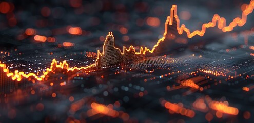 A neon yellow trading chart on a yellowish-black board