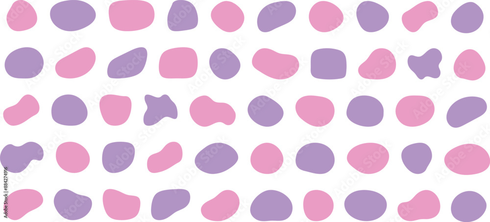 Wall mural かわいい抽象的な流体シェイプの楕円フレーム　ベクター　ピンク　紫　set of cute abstract shapes.vector loose frame.