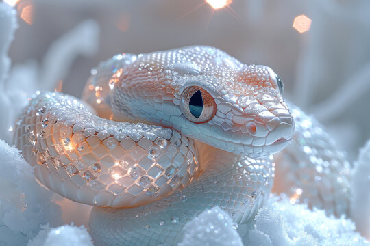A snake made of precious metals and stones. Jewelry snake. Symbol of 2025