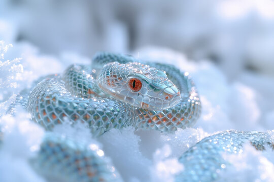 A snake made of precious metals and stones. Jewelry snake. Symbol of 2025