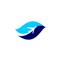 Leaf plane nature jet logo vector icon