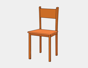 brown wooden, chair / cartoon vector and illustration