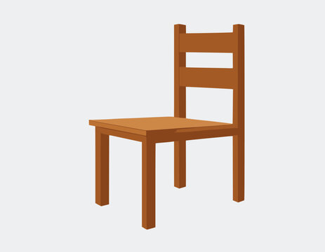 brown wooden, chair / cartoon vector and illustration