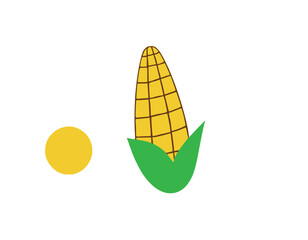 Vector cartoon corn on white background.
