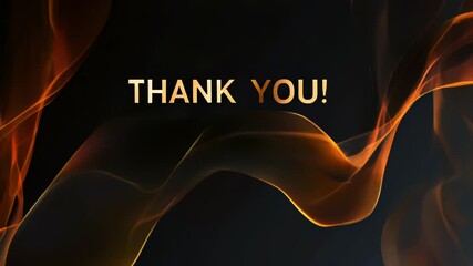  Luxury thank you animated poster with golden text on black background, featuring wavy golden lines. gratitude in business, event invitations and personal thank you notes