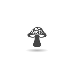 Mushroom icon with shadow in trendy design style