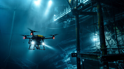 Naklejka premium ROV Inspecting Underwater Infrastructure in Deep-Sea Environment