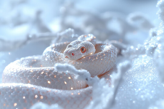 A snake made of precious metals and stones. Jewelry snake. Symbol of 2025