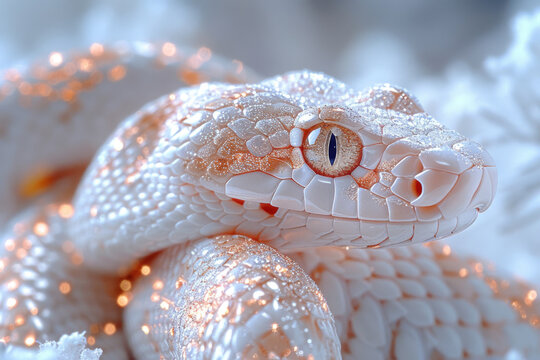 A snake made of precious metals and stones. Jewelry snake. Symbol of 2025