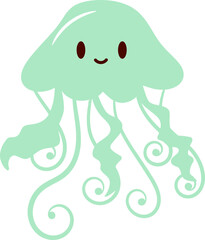 Blue Cute Happy Jellyfish