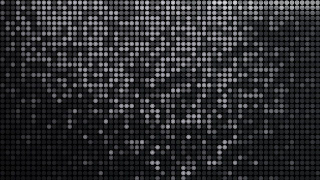 Fototapeta Wall with black and white polka dots. Stylish disco shiny silver paillette. Shiny iron pattern of round sequins. Round gray white scales. 