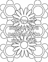 Printable floral coloring page for kids and adults with affirmation quote for self talk and self care. it helps to succeed and struggle against life to enjoy the tough journey
