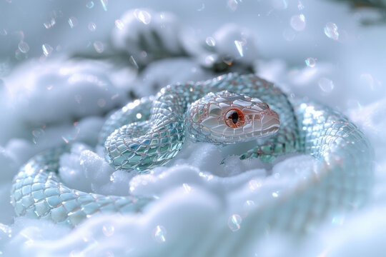A snake made of precious metals and stones. Jewelry snake. Symbol of 2025