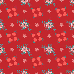 Sweet Hearts Of Love Seamless Vector Pattern Design
