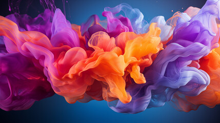 Obraz premium Colorful Flowing Paint on Purple Background, Abstract Image, Texture, Pattern Background, Wallpaper, Cover and Screen of Smartphone, Cell Phone, Computer, Laptop, 9:16 and 16:9 Format